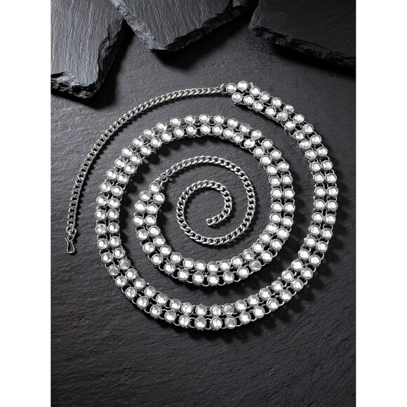 9177 Combo Of Silver Plated & Gold Kundan Waist Belt Kamar Bandh Gift main image 4